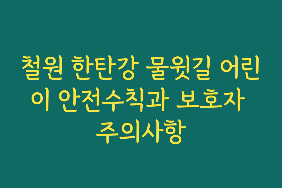 철원 한탄강 물윗길 어린이 안전수칙과 보호자 주의사항 철원 한탄강 물윗길 어린이 안전수칙과 보호자 주의사항