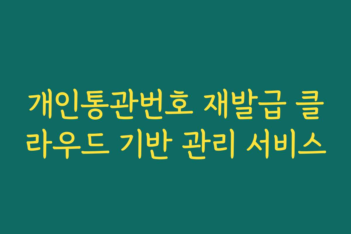 개인통관번호 재발급 클라우드 기반 관리 서비스