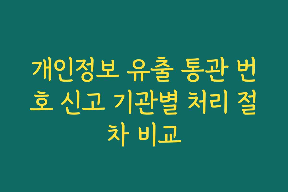 개인정보 유출 통관 번호 신고 기관별 처리 절차 비교