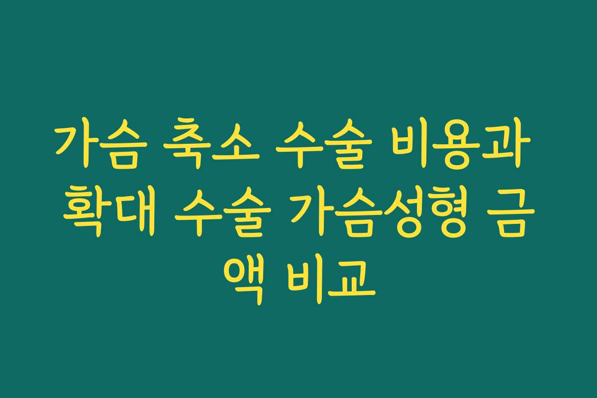 가슴 축소 수술 비용과 확대 수술 가슴성형 금액 비교