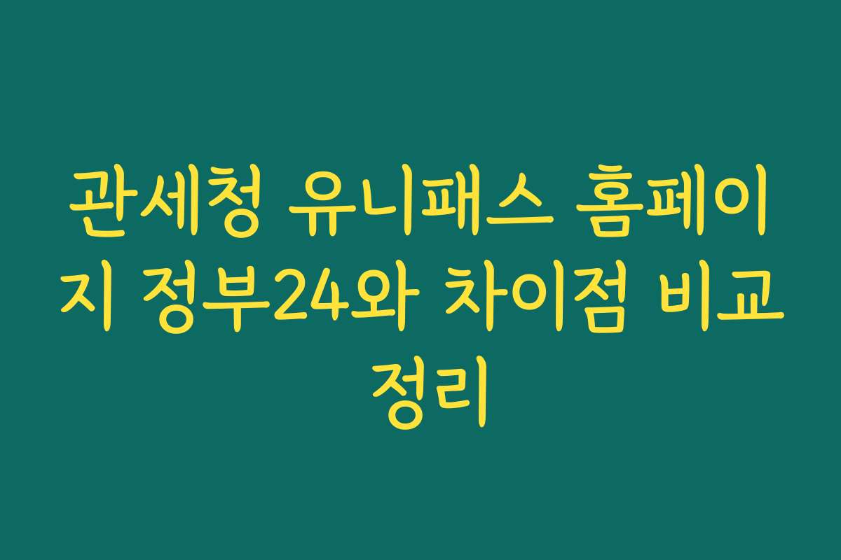 관세청 유니패스 홈페이지 정부24와 차이점 비교 정리
