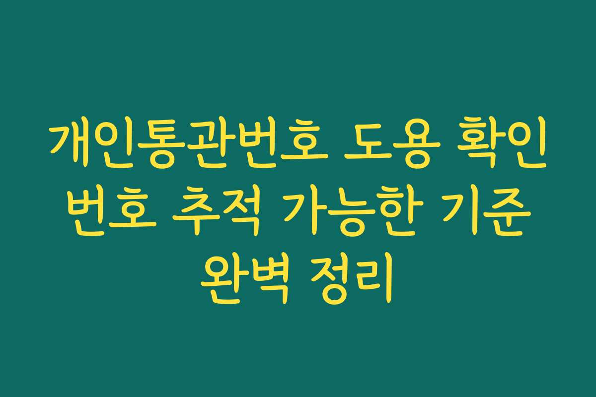 개인통관번호 도용 확인 번호 추적 가능한 기준 완벽 정리