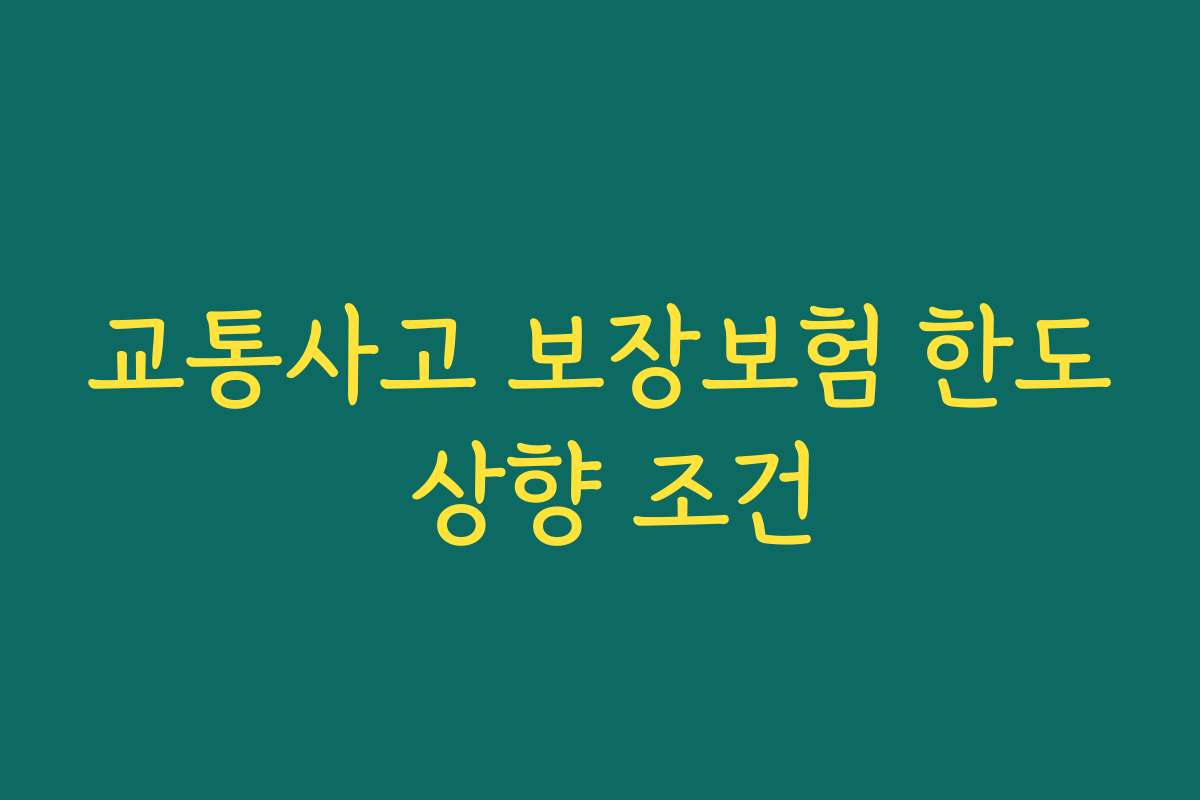 교통사고 보장보험 한도 상향 조건 교통사고 보장보험 한도 상향 조건