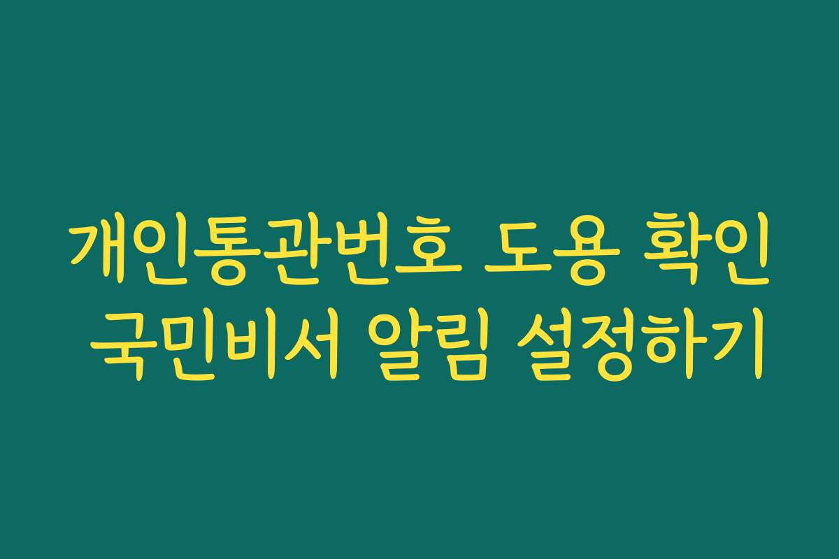 개인통관번호 도용 확인 국민비서 알림 설정하기