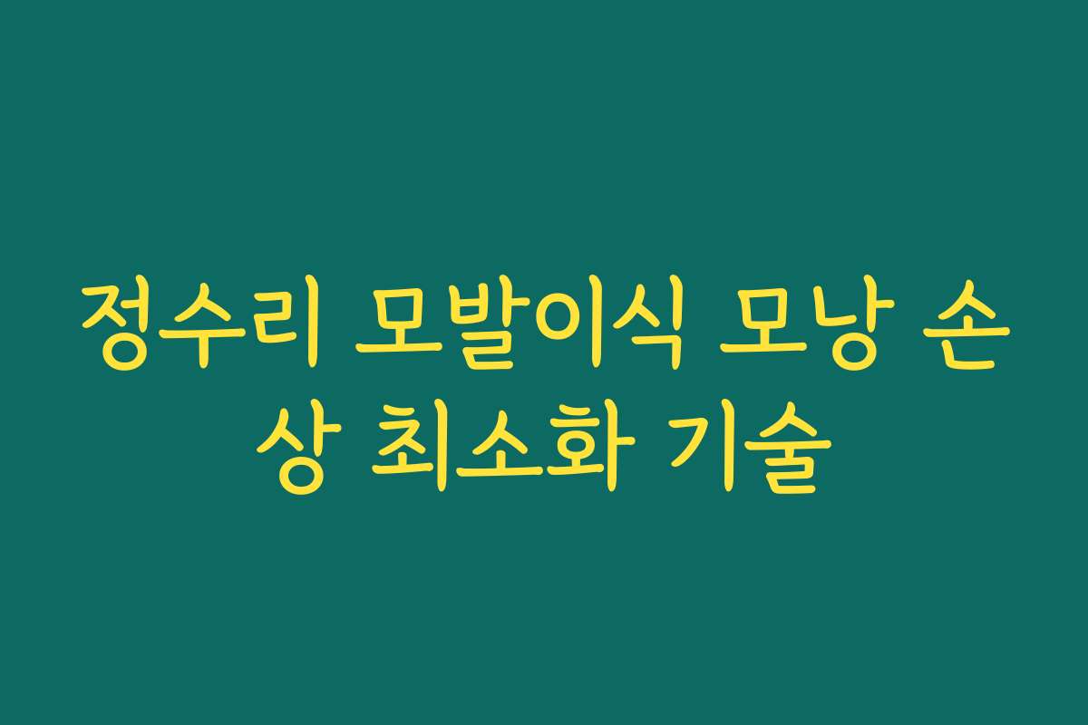 정수리 모발이식 모낭 손상 최소화 기술 정수리 모발이식 모낭 손상 최소화 기술