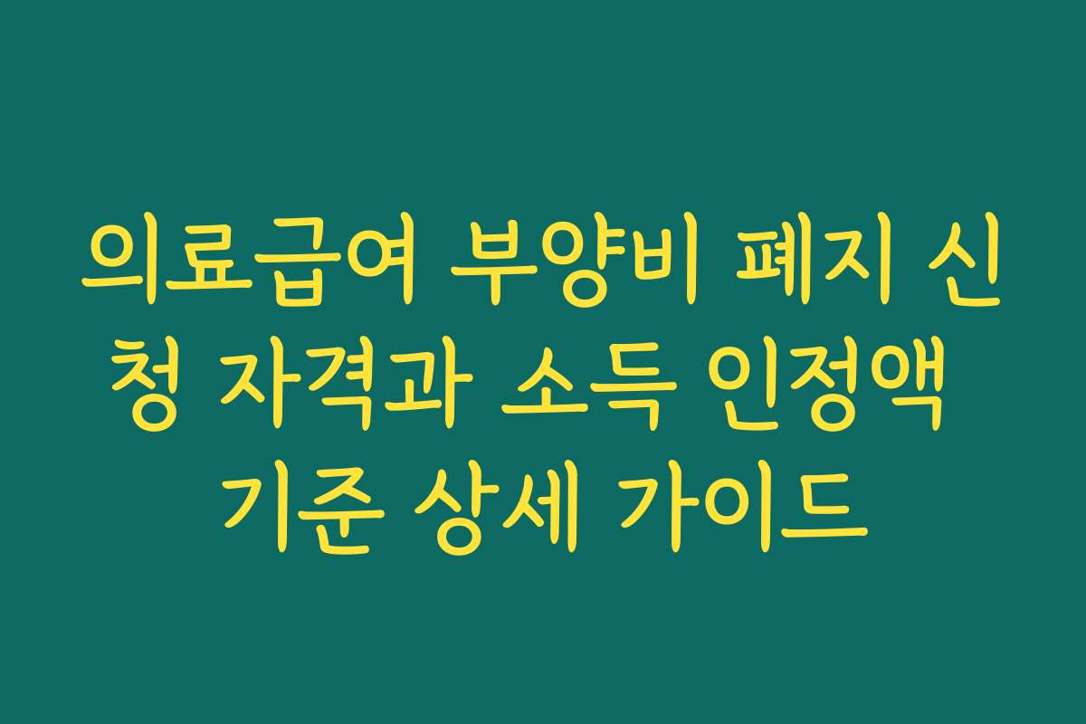 의료급여 부양비 폐지 신청 자격과 소득 인정액 기준 상세 가이드