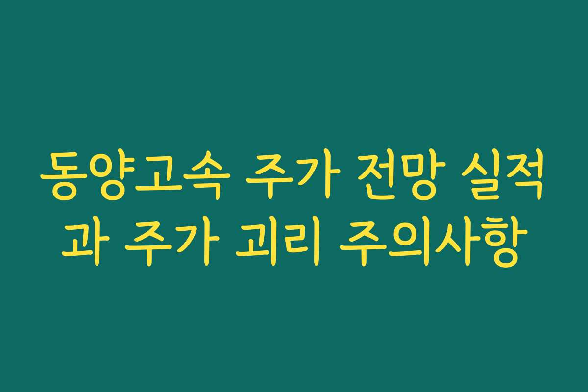 동양고속 주가 전망 실적과 주가 괴리 주의사항