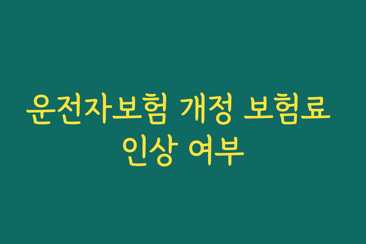 운전자보험 개정 보험료 인상 여부 운전자보험 개정 보험료 인상 여부