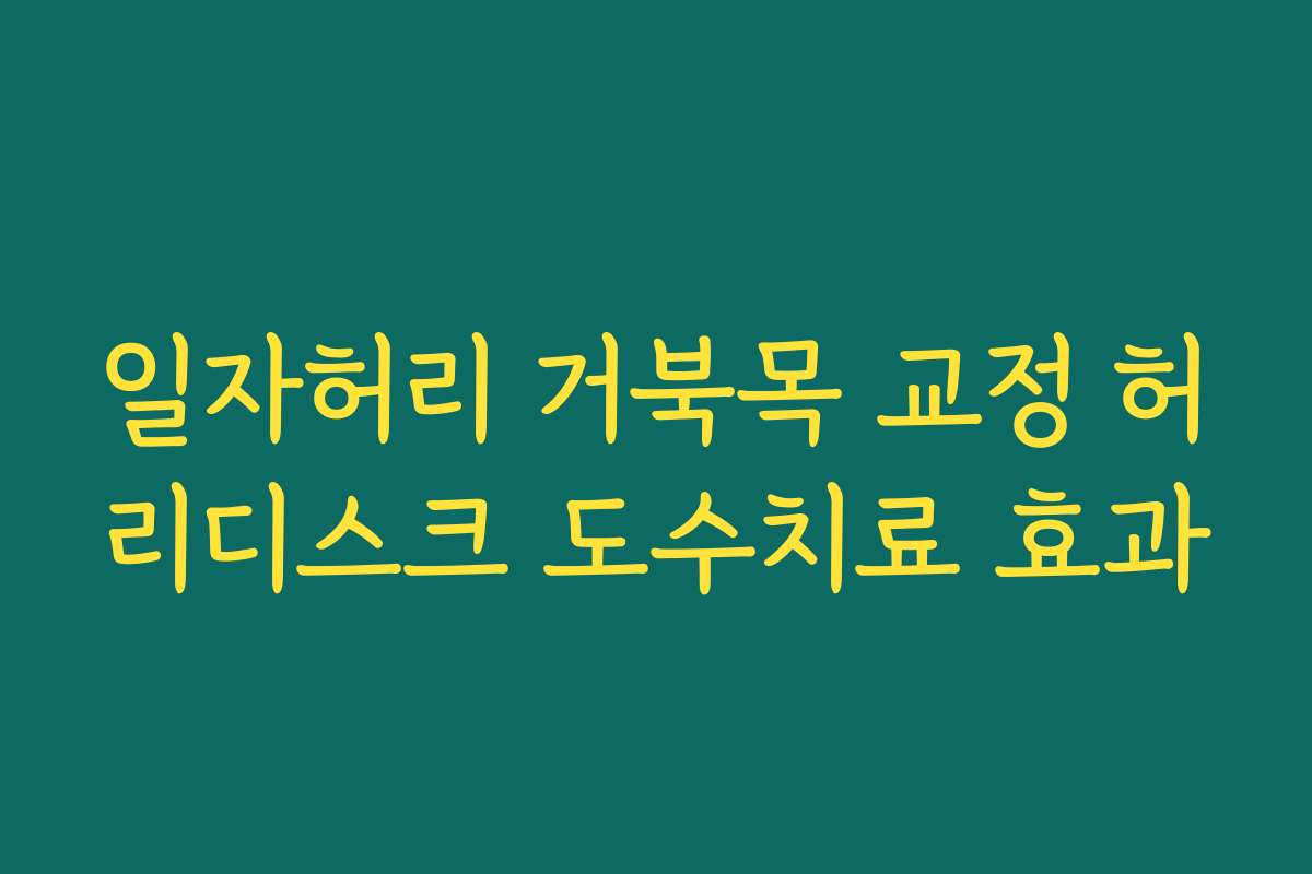 일자허리 거북목 교정 허리디스크 도수치료 효과