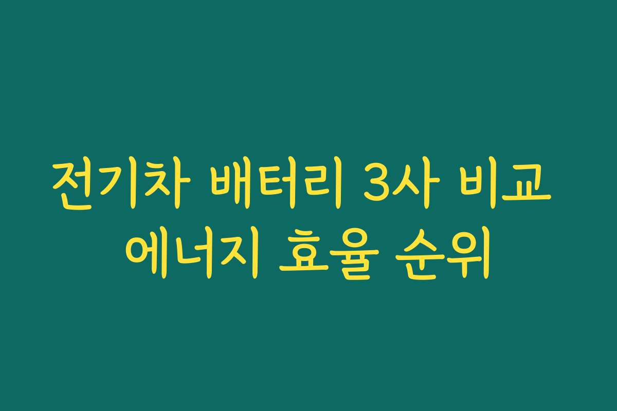 전기차 배터리 3사 비교 에너지 효율 순위 전기차 배터리 3사 비교 에너지 효율 순위