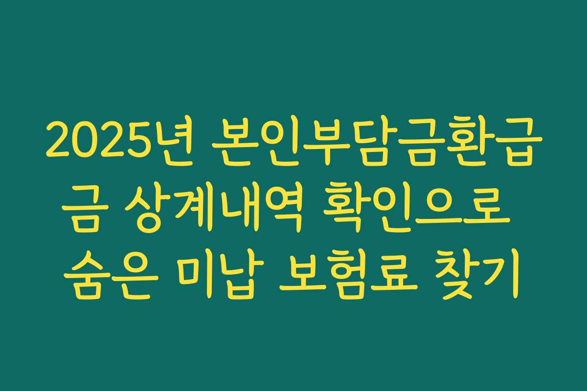 2025년 본인부담금환급금 상계내역 확인으로 숨은 미납 보험료 찾기