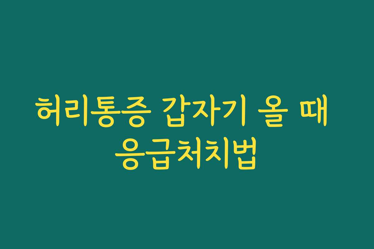 허리통증 갑자기 올 때 응급처치법 허리통증 갑자기 올 때 응급처치법