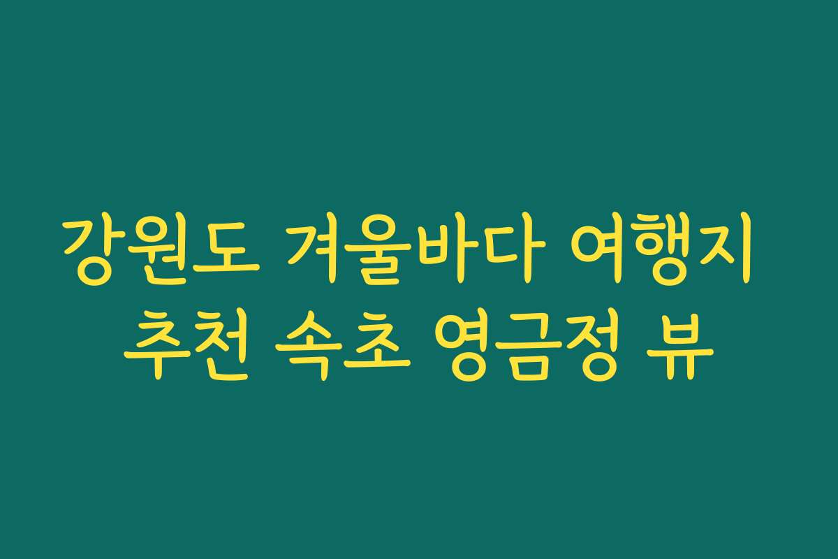 강원도 겨울바다 여행지 추천 속초 영금정 뷰