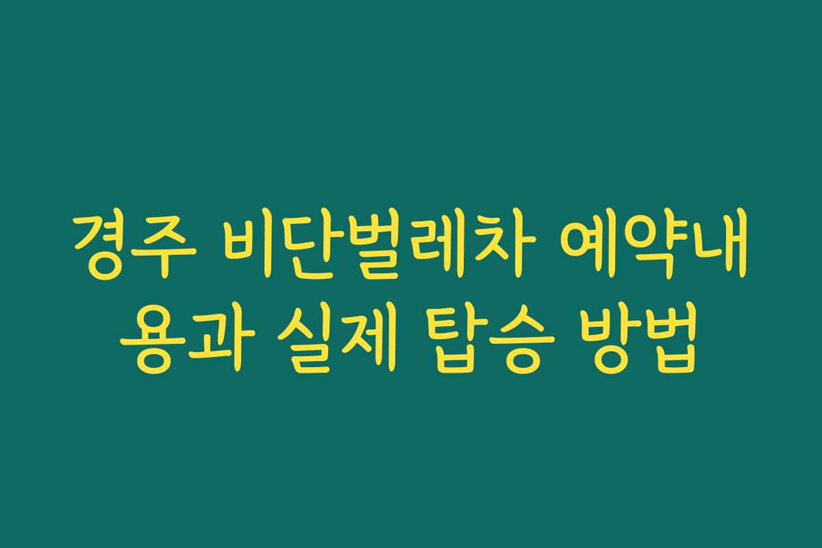 경주 비단벌레차 예약내용과 실제 탑승 방법