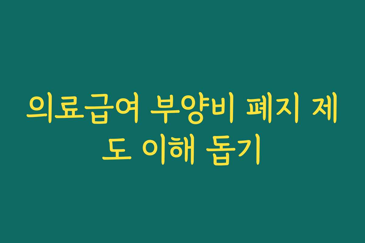 의료급여 부양비 폐지 제도 이해 돕기 의료급여 부양비 폐지 제도 이해 돕기