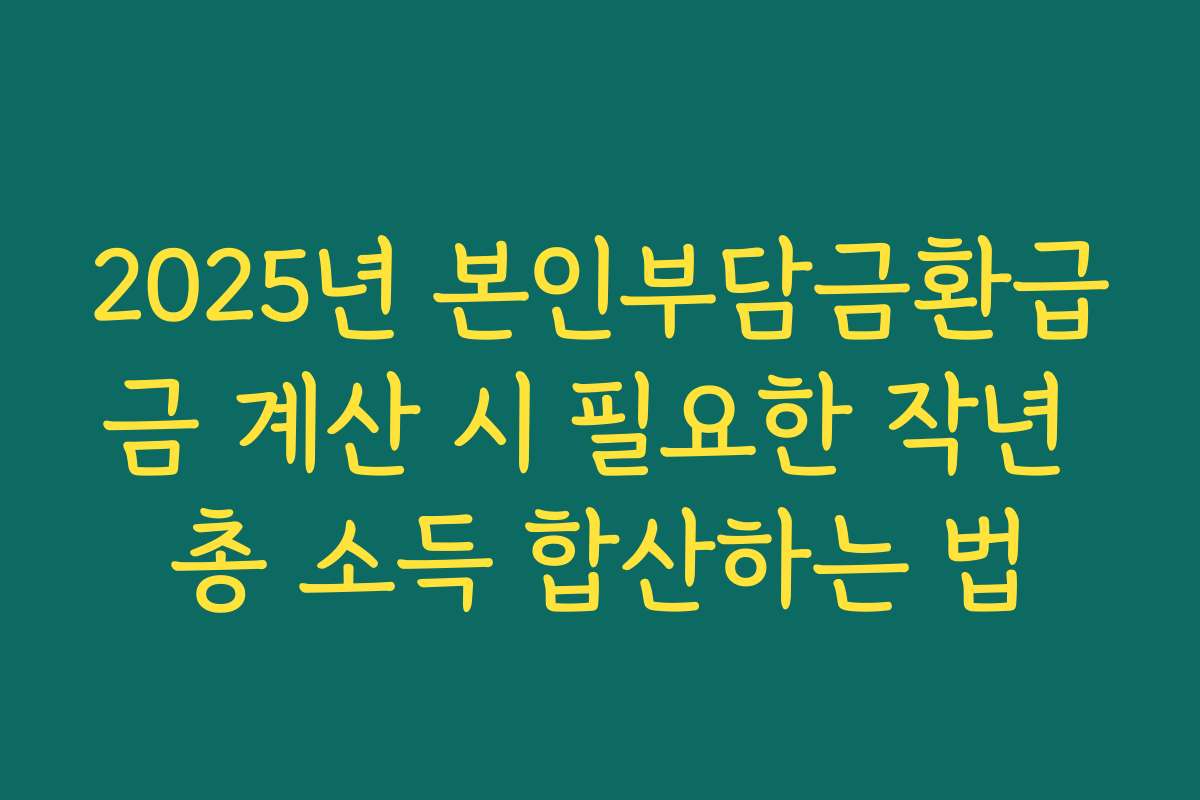 2025년 본인부담금환급금 계산 시 필요한 작년 총 소득 합산하는 법