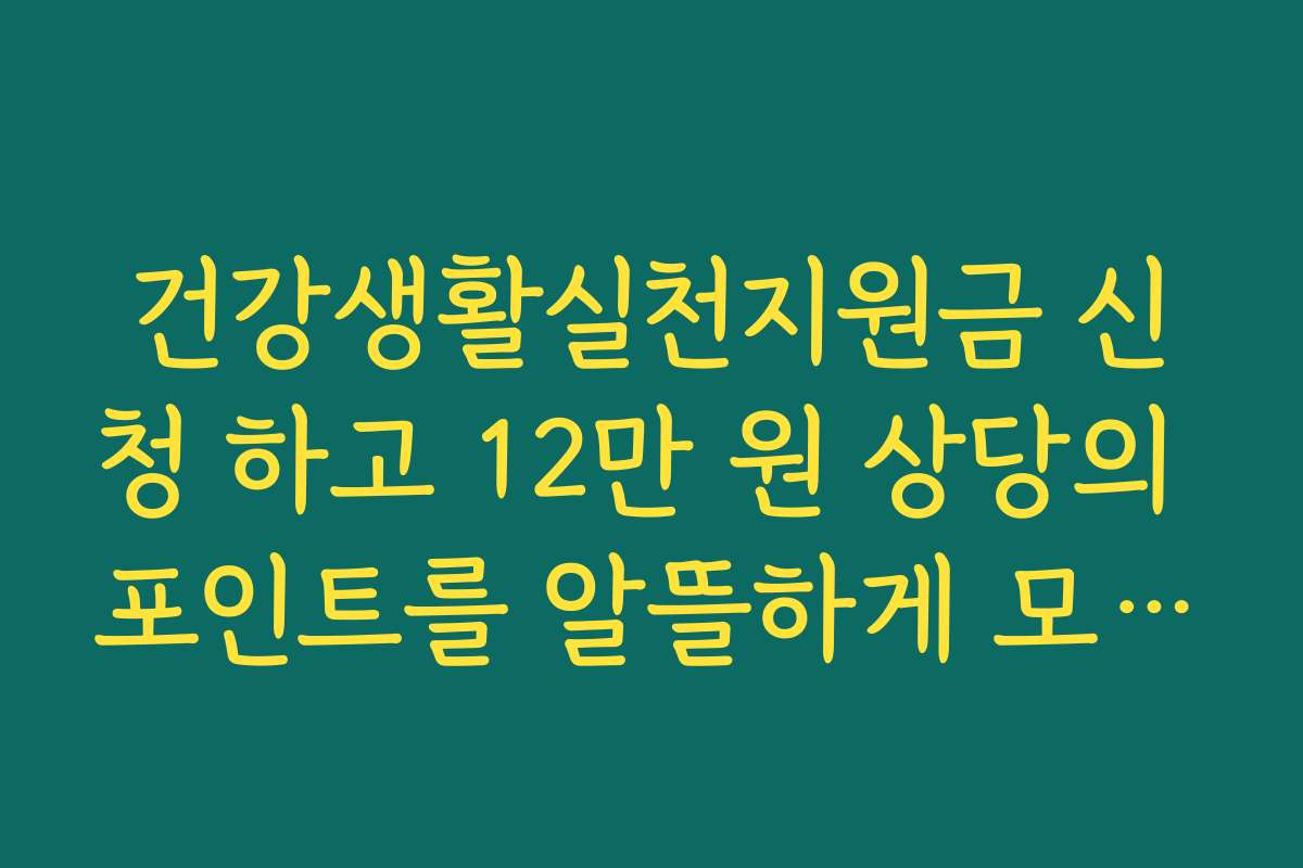 건강생활실천지원금 신청 하고 12만 원 상당의 포인트를 알뜰하게 모으는 법