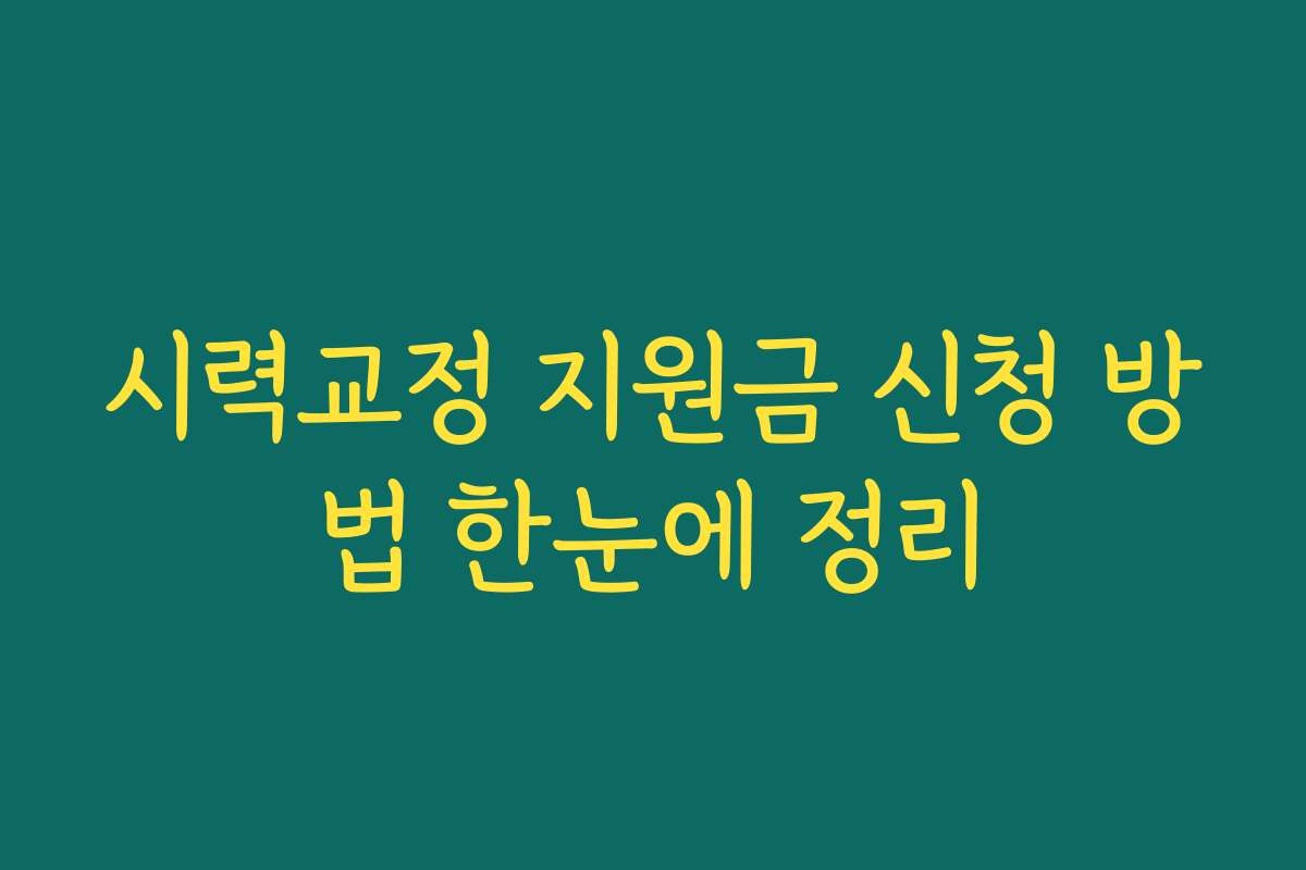 시력교정 지원금 신청 방법 한눈에 정리