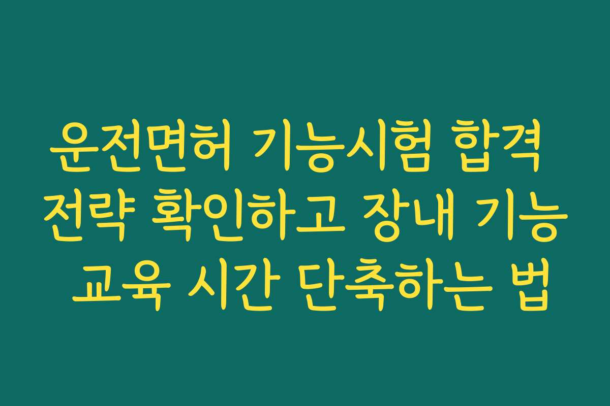 운전면허 기능시험 합격 전략 확인하고 장내 기능 교육 시간 단축하는 법 운전면허 기능시험 합격 전략 확인하고 장내 기능 교육 시간 단축하는 법