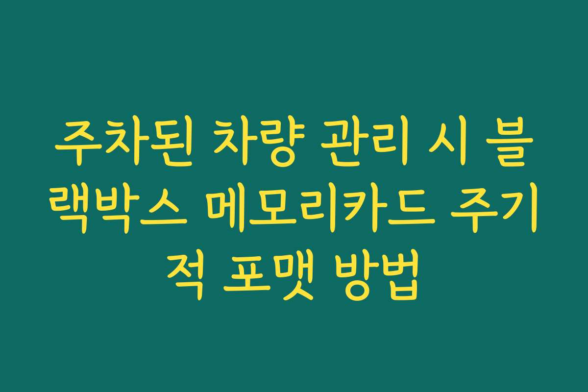주차된 차량 관리 시 블랙박스 메모리카드 주기적 포맷 방법