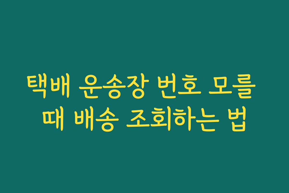 택배 운송장 번호 모를 때 배송 조회하는 법 택배 운송장 번호 모를 때 배송 조회하는 법