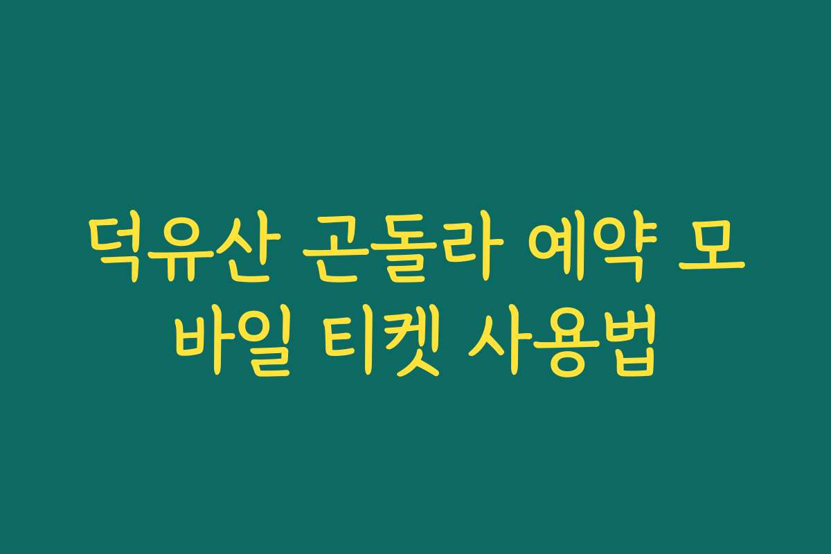 덕유산 곤돌라 예약 모바일 티켓 사용법 덕유산 곤돌라 예약 모바일 티켓 사용법