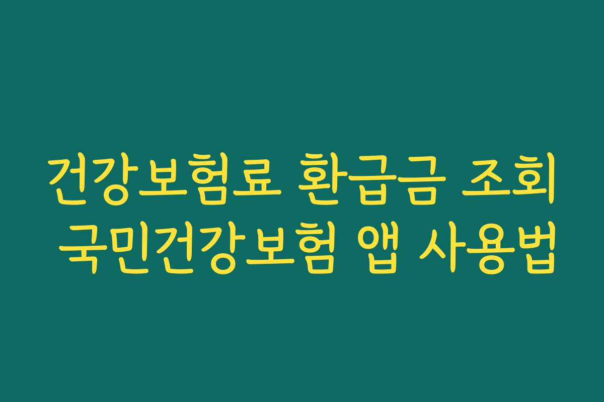 건강보험료 환급금 조회 국민건강보험 앱 사용법 건강보험료 환급금 조회 국민건강보험 앱 사용법