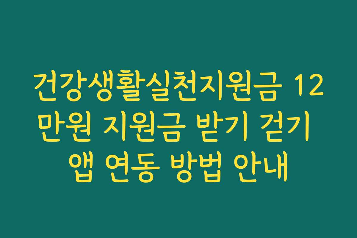 건강생활실천지원금 12만원 지원금 받기 걷기 앱 연동 방법 안내