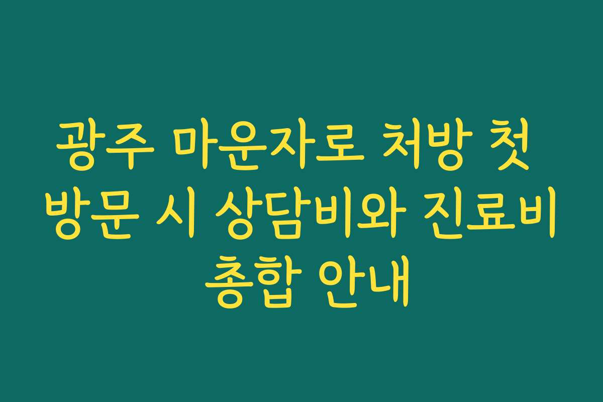 광주 마운자로 처방 첫 방문 시 상담비와 진료비 총합 안내 광주 마운자로 처방 첫 방문 시 상담비와 진료비 총합 안내