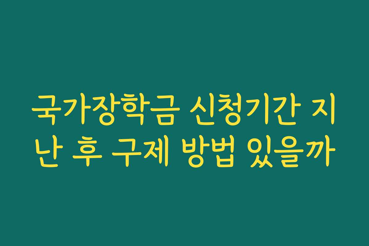 국가장학금 신청기간 지난 후 구제 방법 있을까 국가장학금 신청기간 지난 후 구제 방법 있을까