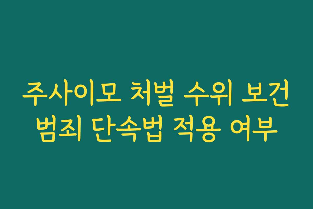 주사이모 처벌 수위 보건범죄 단속법 적용 여부 주사이모 처벌 수위 보건범죄 단속법 적용 여부