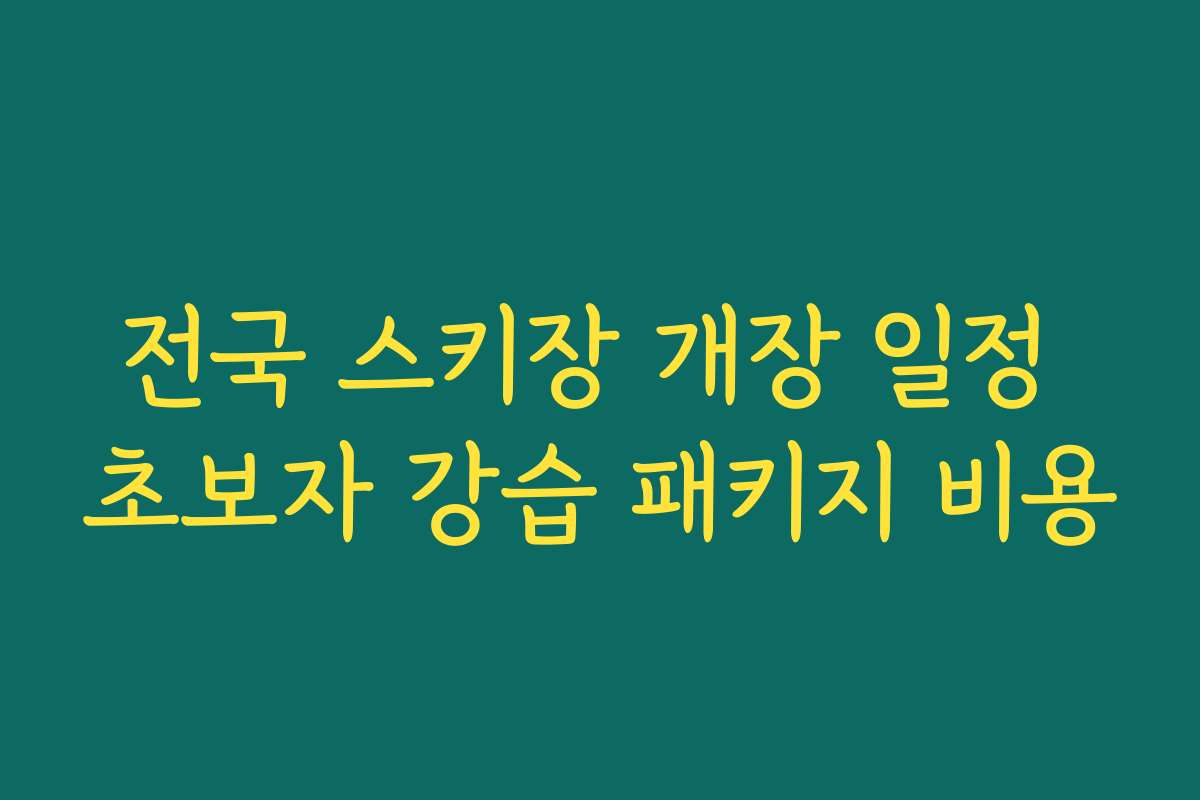 전국 스키장 개장 일정 초보자 강습 패키지 비용