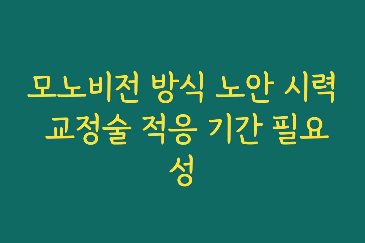 모노비전 방식 노안 시력 교정술 적응 기간 필요성