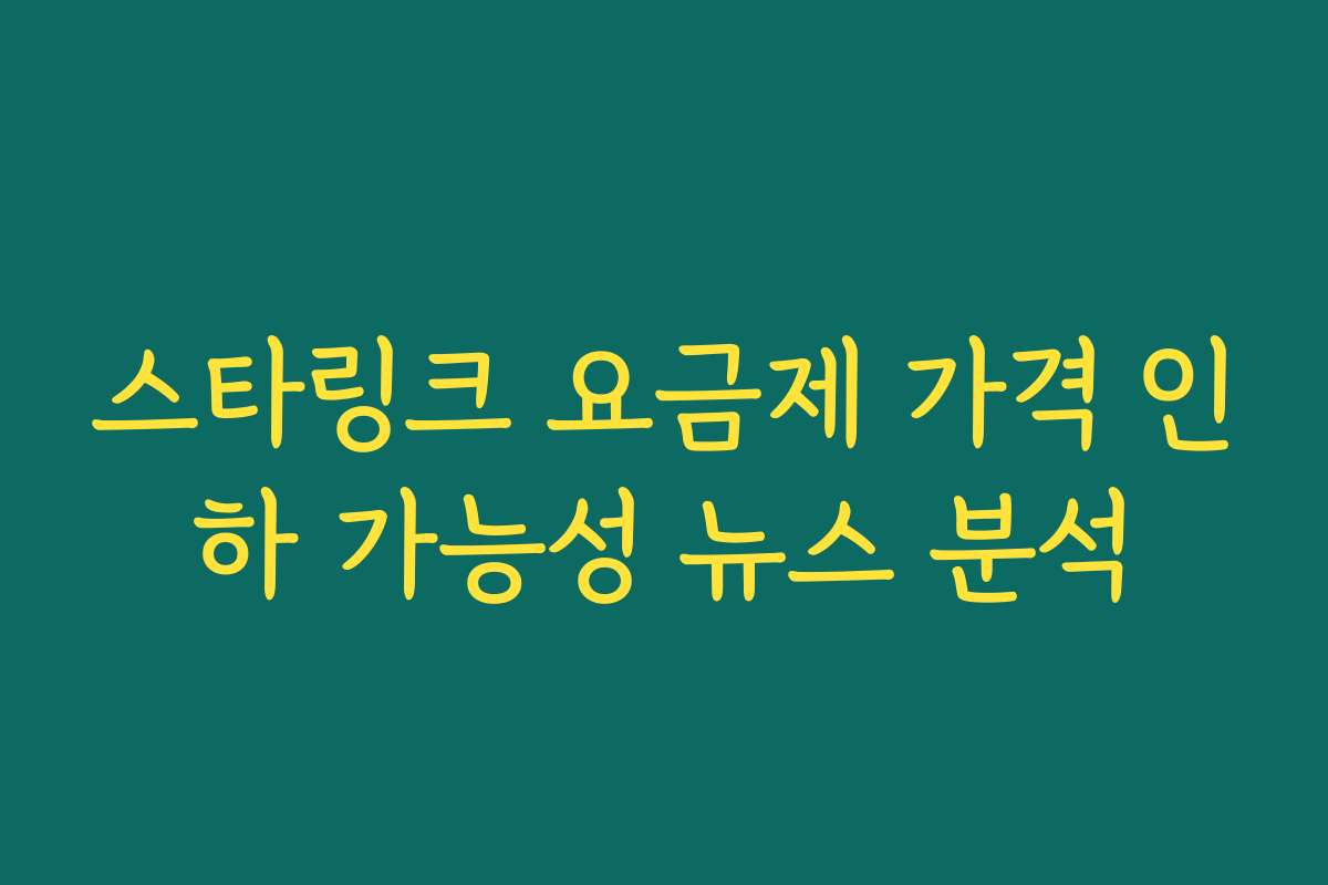 스타링크 요금제 가격 인하 가능성 뉴스 분석