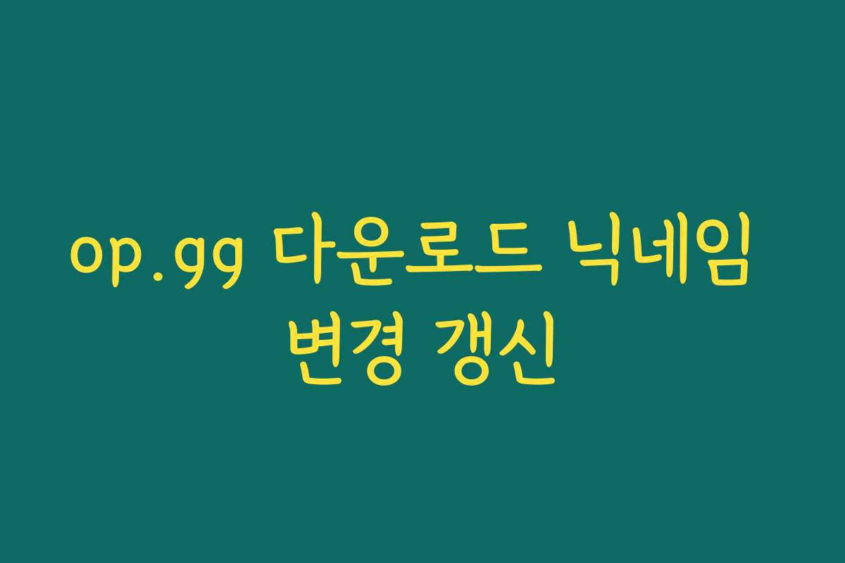 op.gg 다운로드 닉네임 변경 갱신 op.gg 다운로드 닉네임 변경 갱신