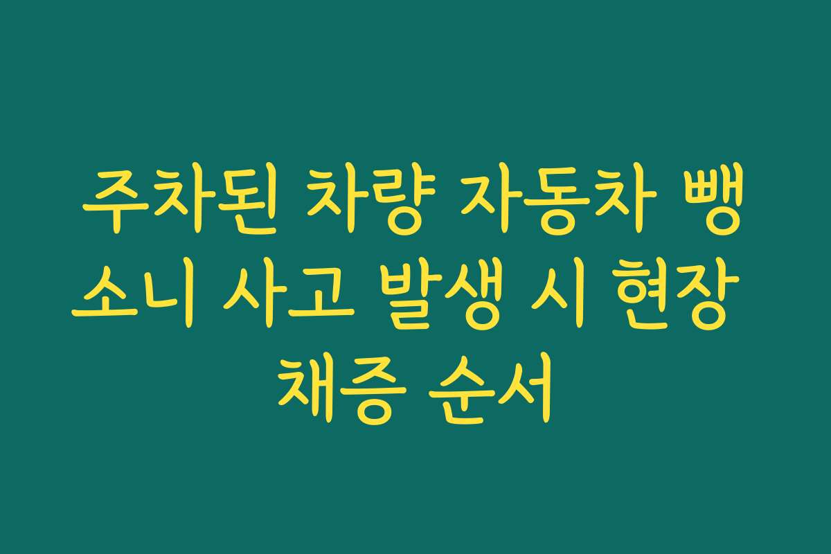 주차된 차량 자동차 뺑소니 사고 발생 시 현장 채증 순서