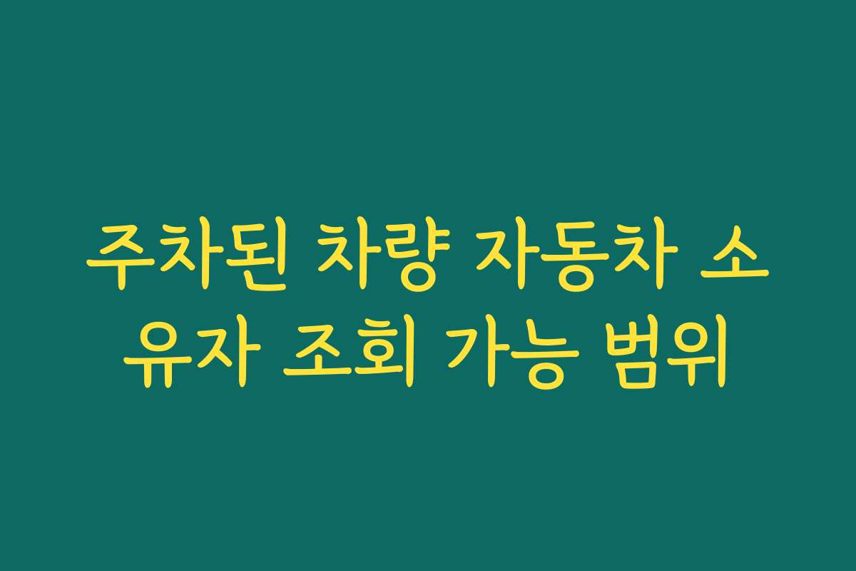 주차된 차량 자동차 소유자 조회 가능 범위