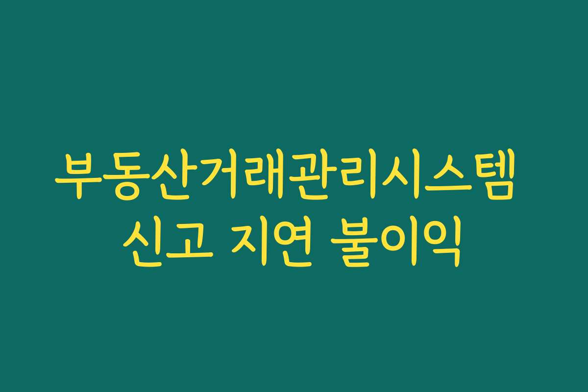 부동산거래관리시스템 신고 지연 불이익 부동산거래관리시스템 신고 지연 불이익