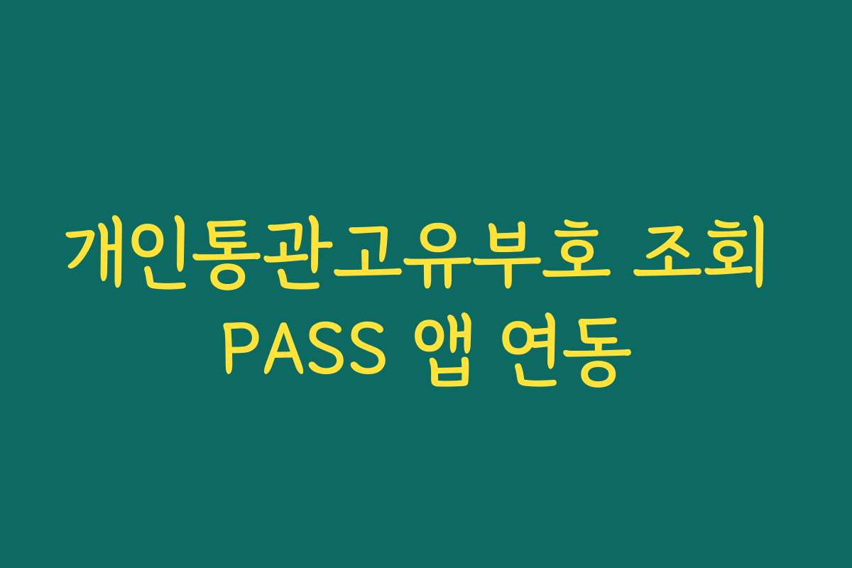 개인통관고유부호 조회 PASS 앱 연동 개인통관고유부호 조회 PASS 앱 연동