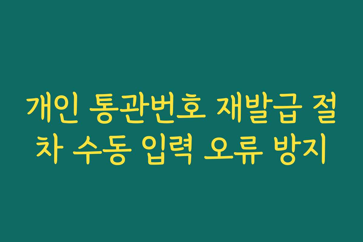 개인 통관번호 재발급 절차 수동 입력 오류 방지 개인 통관번호 재발급 절차 수동 입력 오류 방지