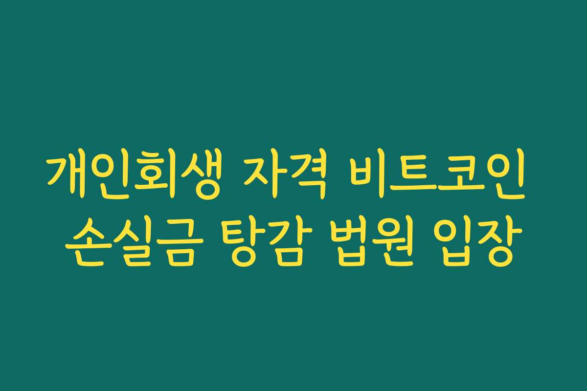 개인회생 자격 비트코인 손실금 탕감 법원 입장 개인회생 자격 비트코인 손실금 탕감 법원 입장