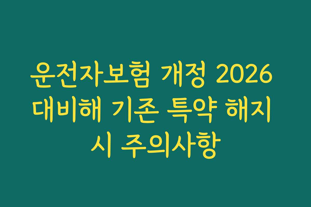 운전자보험 개정 2026 대비해 기존 특약 해지 시 주의사항