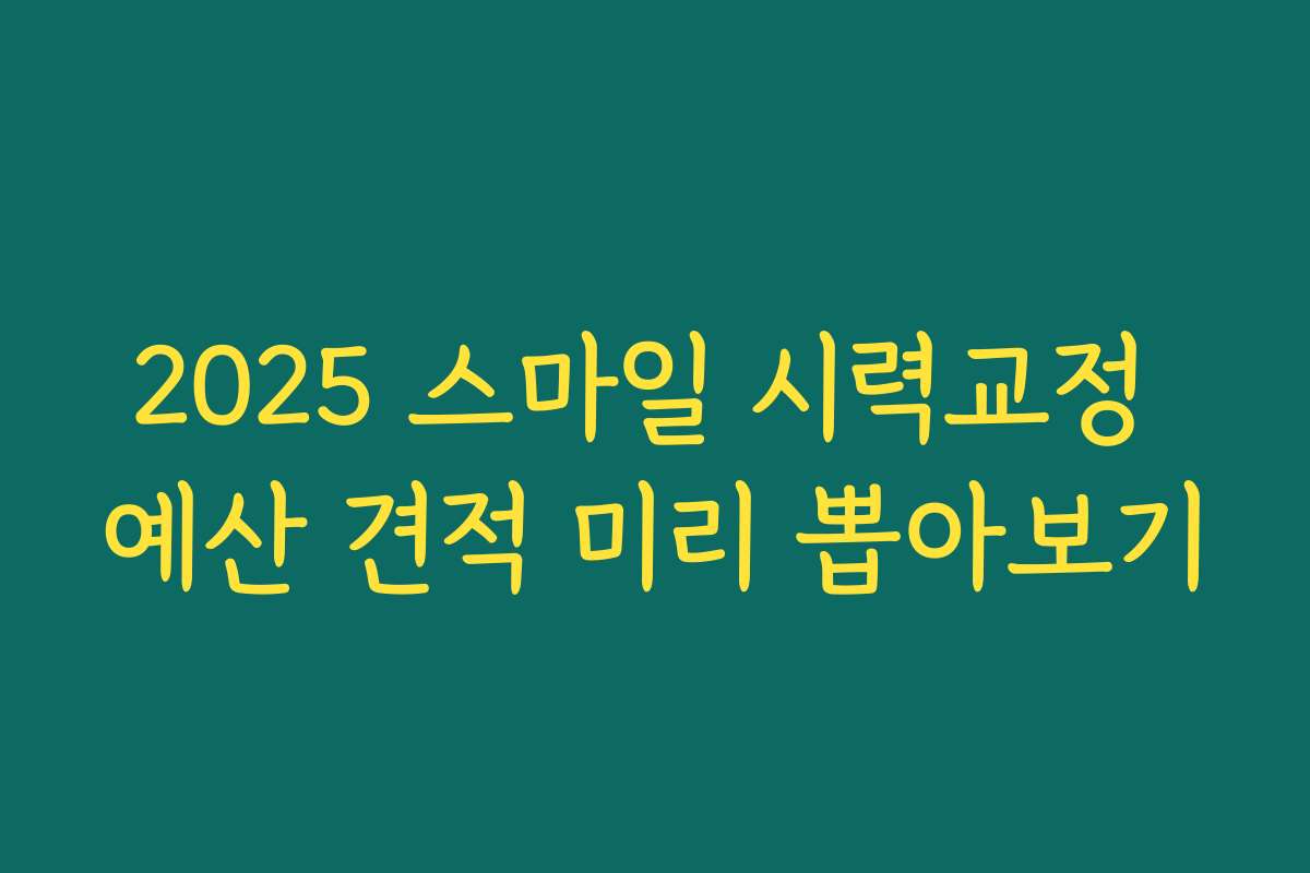 2025 스마일 시력교정 예산 견적 미리 뽑아보기 2025 스마일 시력교정 예산 견적 미리 뽑아보기