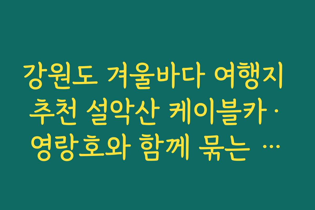 강원도 겨울바다 여행지 추천 설악산 케이블카·영랑호와 함께 묶는 속초 2박3일 일정
