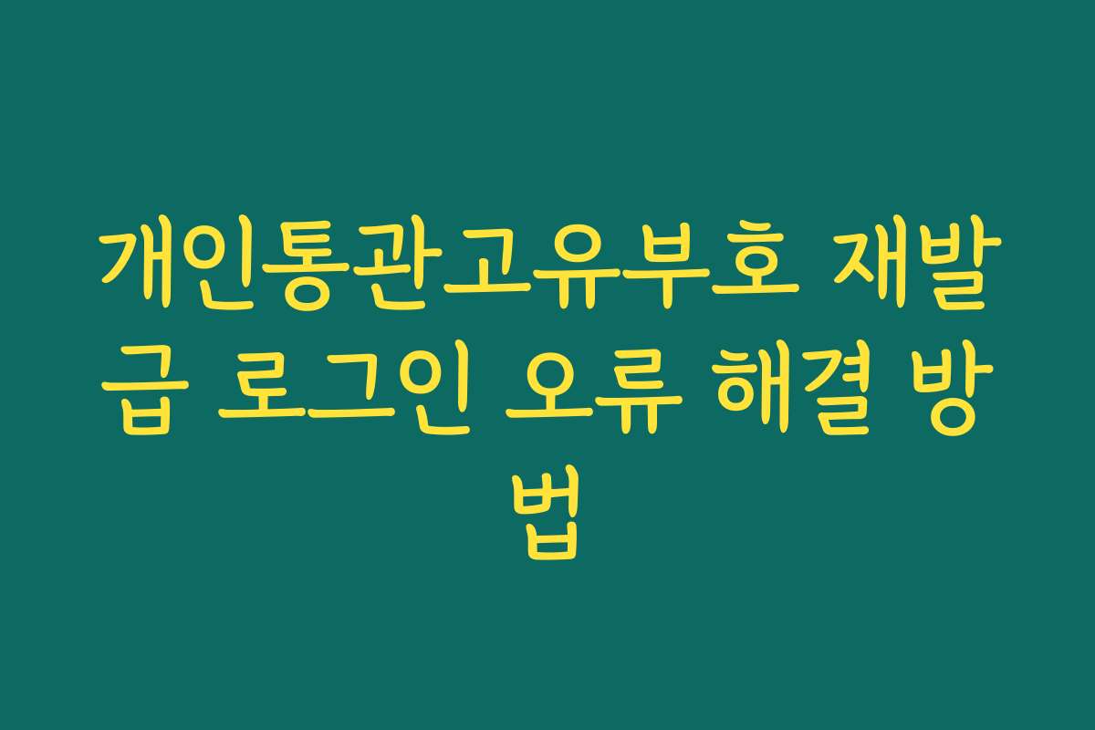 개인통관고유부호 재발급 로그인 오류 해결 방법