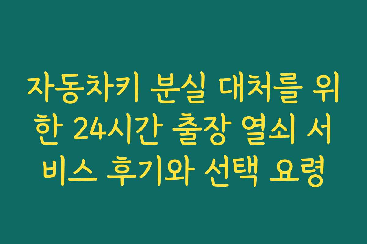 자동차키 분실 대처를 위한 24시간 출장 열쇠 서비스 후기와 선택 요령