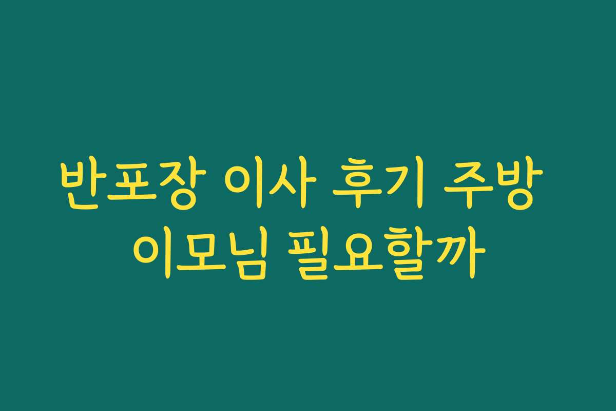 반포장 이사 후기 주방 이모님 필요할까