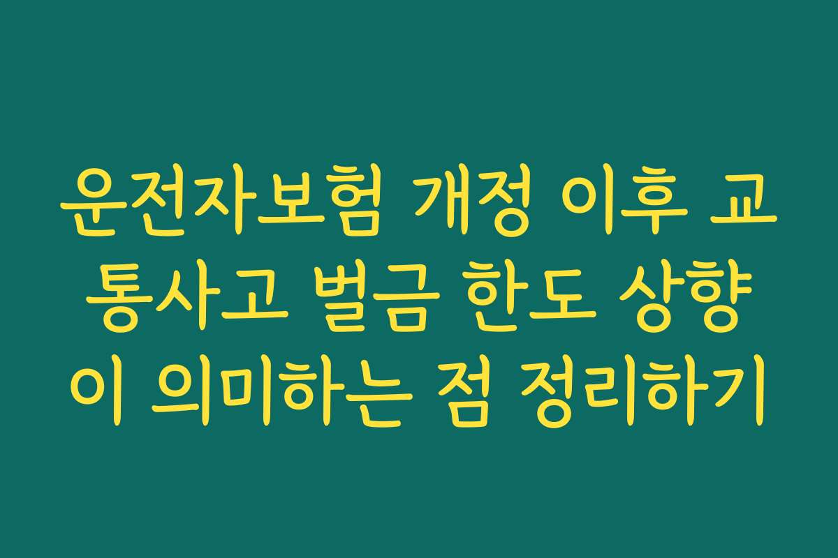 운전자보험 개정 이후 교통사고 벌금 한도 상향이 의미하는 점 정리하기