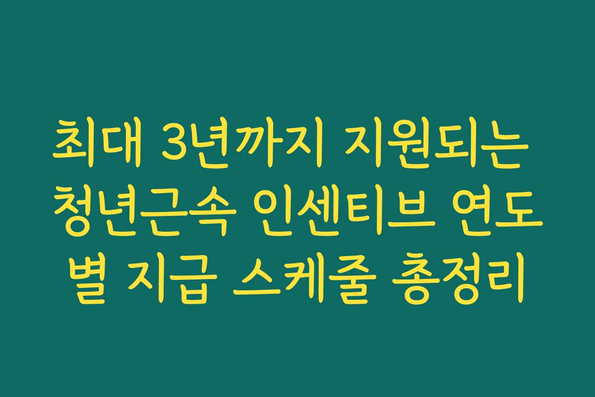 최대 3년까지 지원되는 청년근속 인센티브 연도별 지급 스케줄 총정리