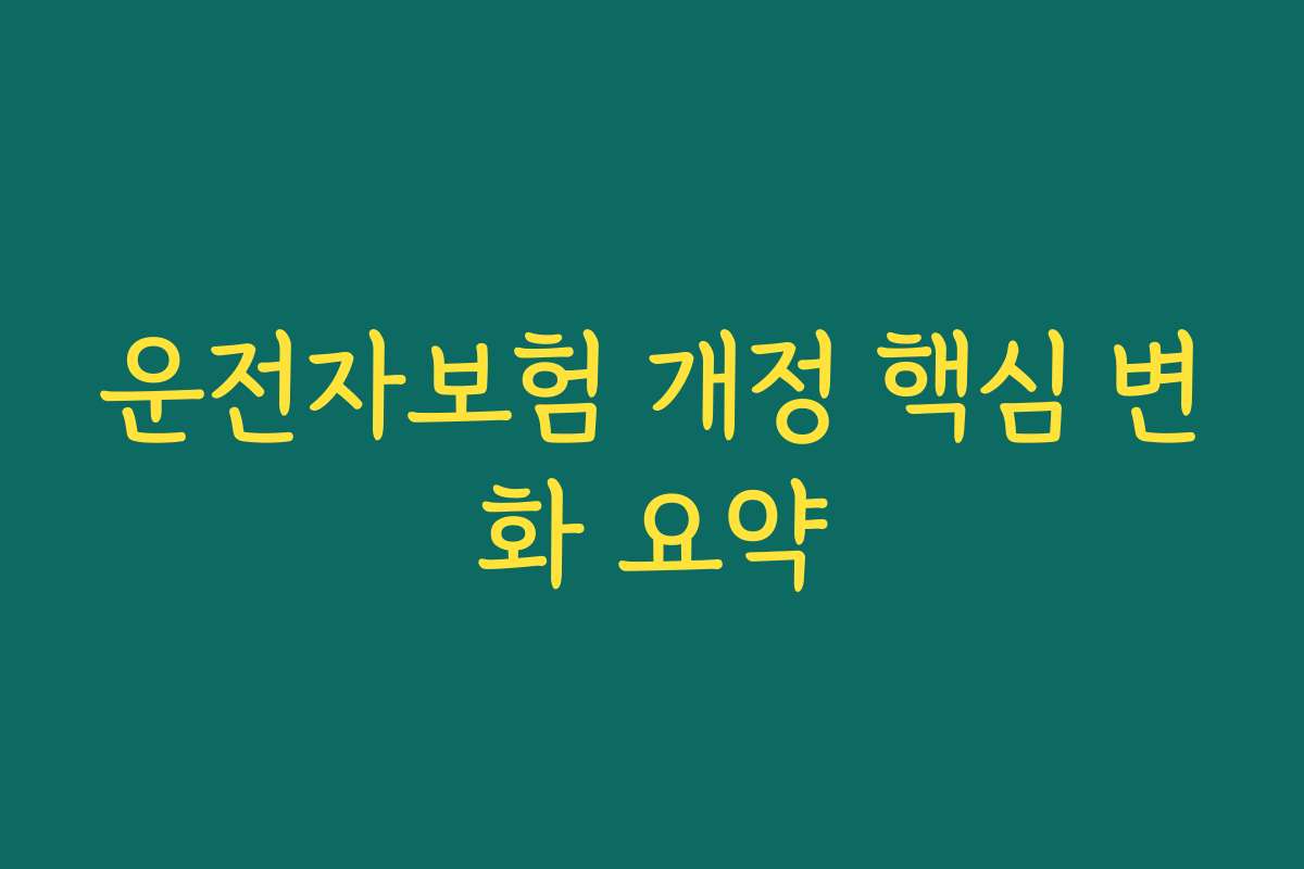 운전자보험 개정 핵심 변화 요약 운전자보험 개정 핵심 변화 요약